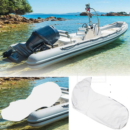 600D Boat Full Outboard Engine Cover Heavy Duty Silver Engine Motor Covers Protector For 6-225HP Waterproof