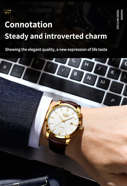 LIGE Fashion Brown Leather Watch Men Military Sports Men's Quartz Wristwatches Casual Waterproof Chronograph Relogios Masculino