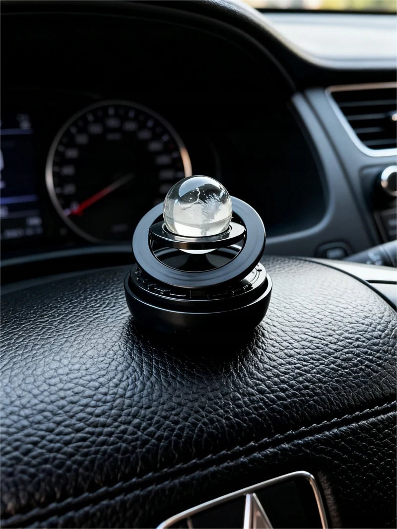 Solar Car Air Freshener Diffuser, Rotating Planet Ornament with Aromatherapy, Auto Dashboard Perfume Scented Gift for Vehicle