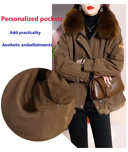 Upgraded 2023 Autumn/Winter omen's Pi vercomes Warm tras Coat Natural Fox Hair Fashion Wool Coat Temperament Slimming Inner Tank