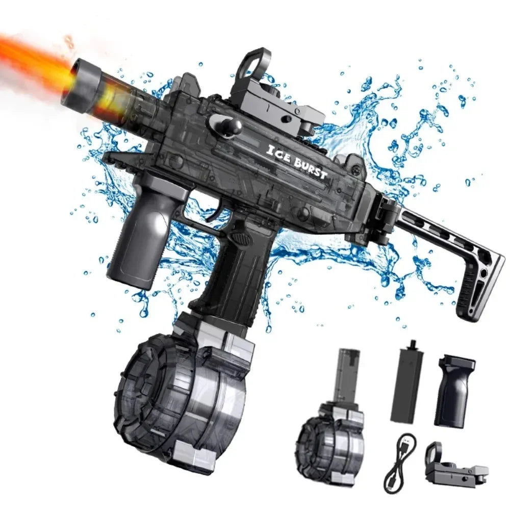 Simulated Flame Electric Water Gun Toys with Lighting & Smoking Effect Summer Outdoor Beach Pool Fight Game for Adults Children