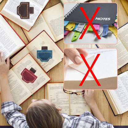 1pc Leather Bookmark Pen Holder Magnetic Buckle Magnet Clip Notebook Book Markers Page Divider for Stationery Supplies