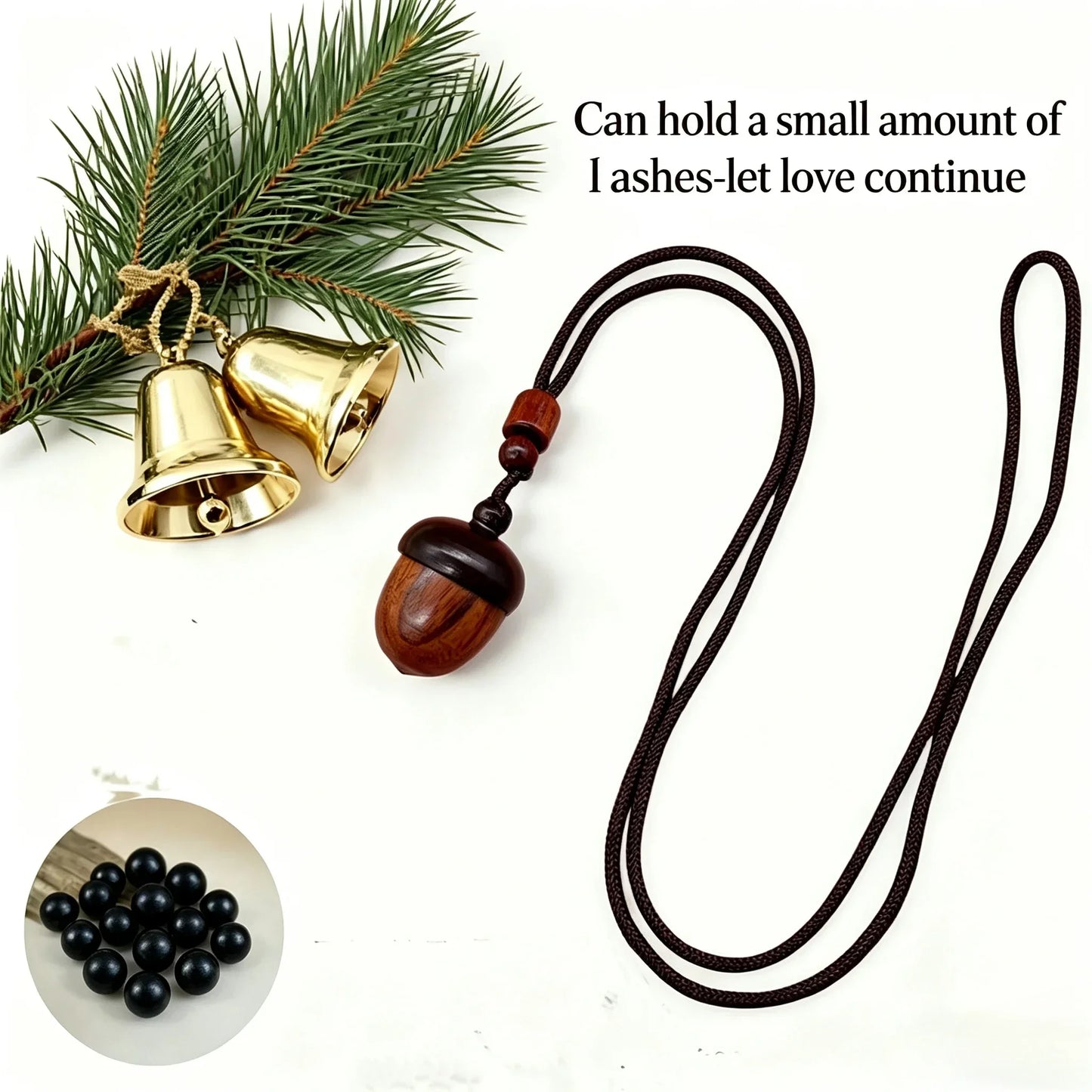 S12 Small Acorn Urn Pendant Necklace Portable Pet Ashes Keepsake for Dog Cat Memorial，Warmth Keeps Love Alive Forever.
