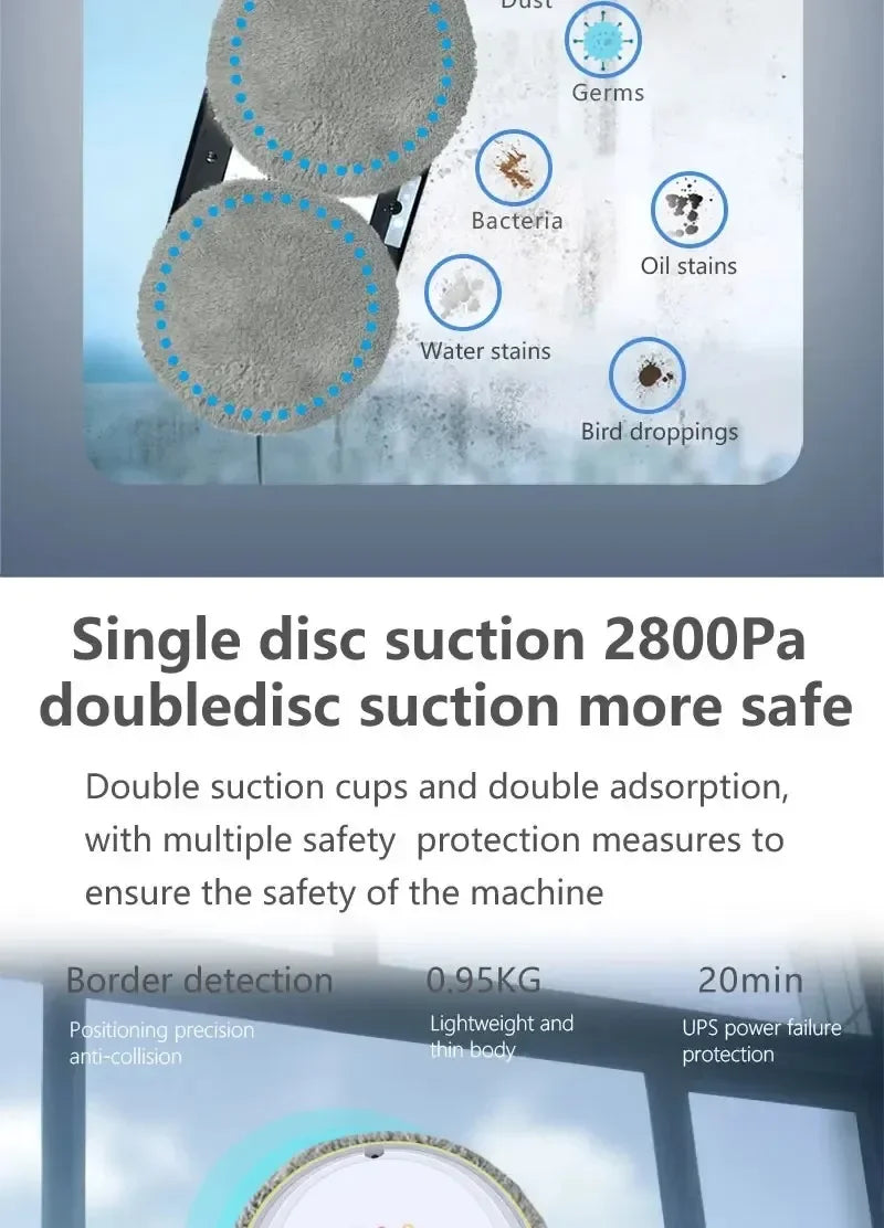 DIVEDEER Window cleaner for home use fully automatic single water spray window cleaner remote control window cleaner robot