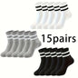 6/10/15/20 Pairs Men Socks Spring Autumn Casual Black White Striped Socks Breathable Mid Tube Sock High-quality Round Neck Socks