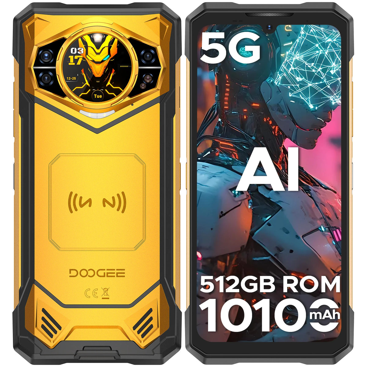 DOOGEE S200 X 5G Rugged Phone 48GB 512GB 6.72" FHD+ 120Hz MTK Dimensity 7050 10100mAh Battery Android 16 NFC Smartphone