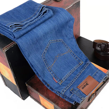2025 New Business Men's Jeans Casual Comfortable Straight Stretch Fashion male Classic Premium Blue Black Denim trousers