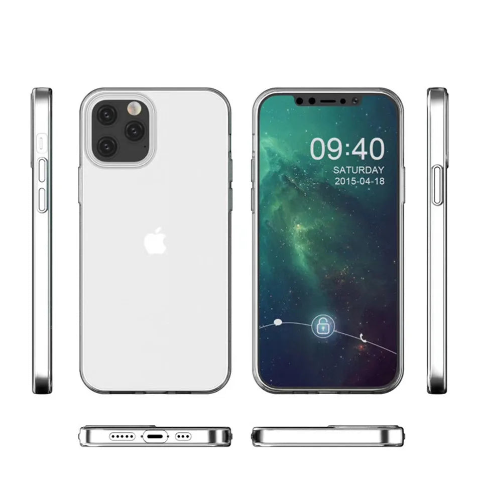Ultra Thin Clear Silicone Case For iPhone 16 15 14 13 12 11 Pro Xs Max Mini XR X 7 8 6s Plus 6 SE 2020 2022 2016 5 5S Back Cover