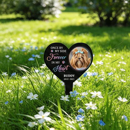 Custom Photo Pet Memorial Heart Stake,Personalized Dog Cat Grave,Forever In My Heart Pet Loss Plaque,Pet Loss Sympathy Gift