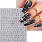1Pc 3D Roman Letter Nail Stickers Gold/Silver/Black/Laser Alphabet Self Adhesive Decal Y2K English Words/Number Manicure Sliders