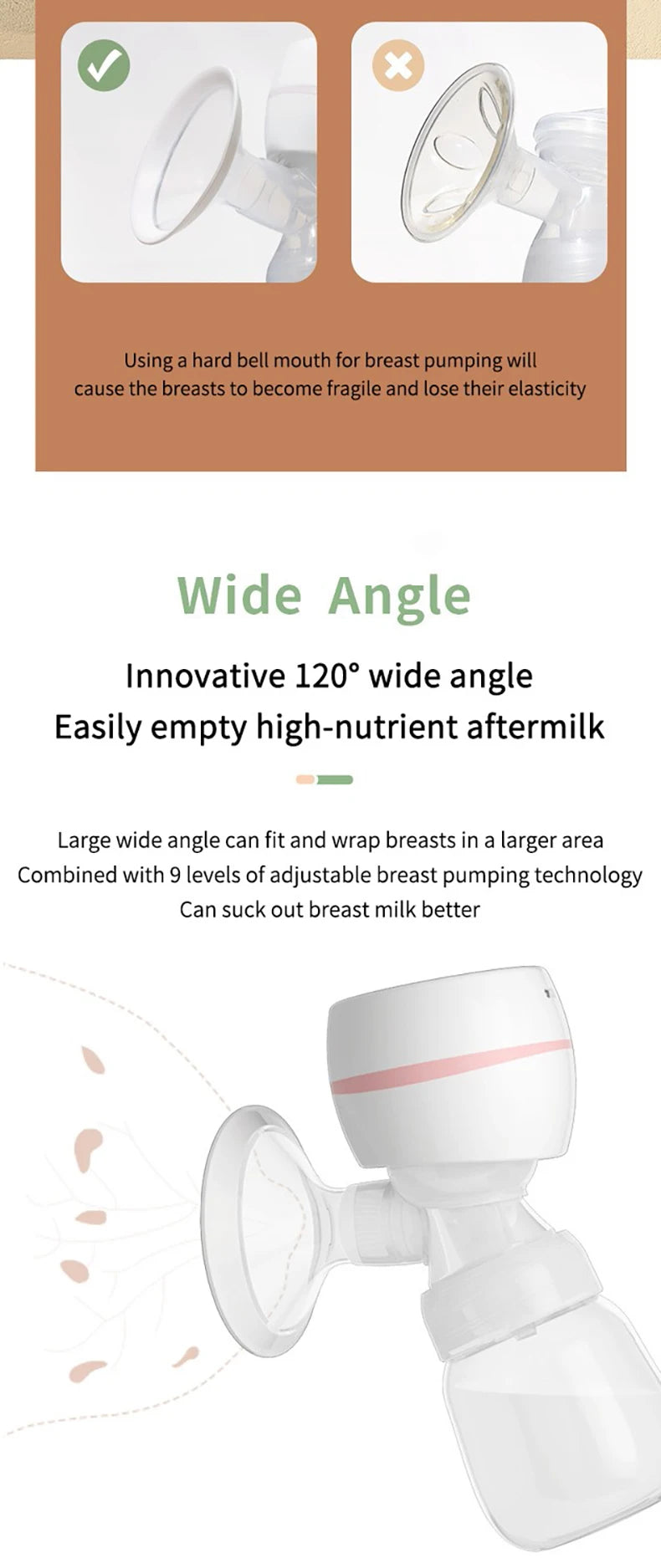 MAMIJOY Portable Electric Breast Pump USB Chargable Silent Portable Milk Extractor Automatic Milker Comfort Breastfeeding