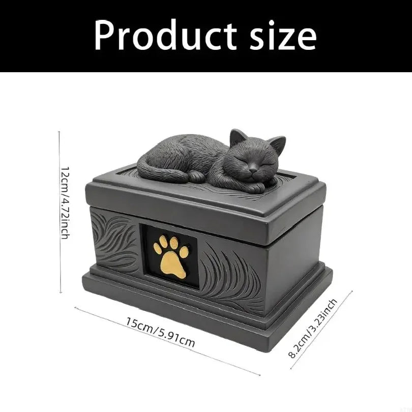 Pet Memorials Ornaments Resins Cats Asleep Urn Ashes Container Organizers for Animal Funeral Cremations and Cremations Gift 37JD