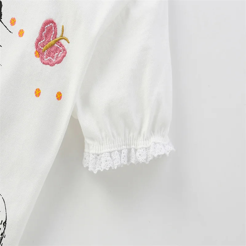 Jumping Meters 3-8T Fashion Design Kids Tees Hot Selling Cotton Summer Girls Tshirts Baby Clothes Children's Tees Tops
