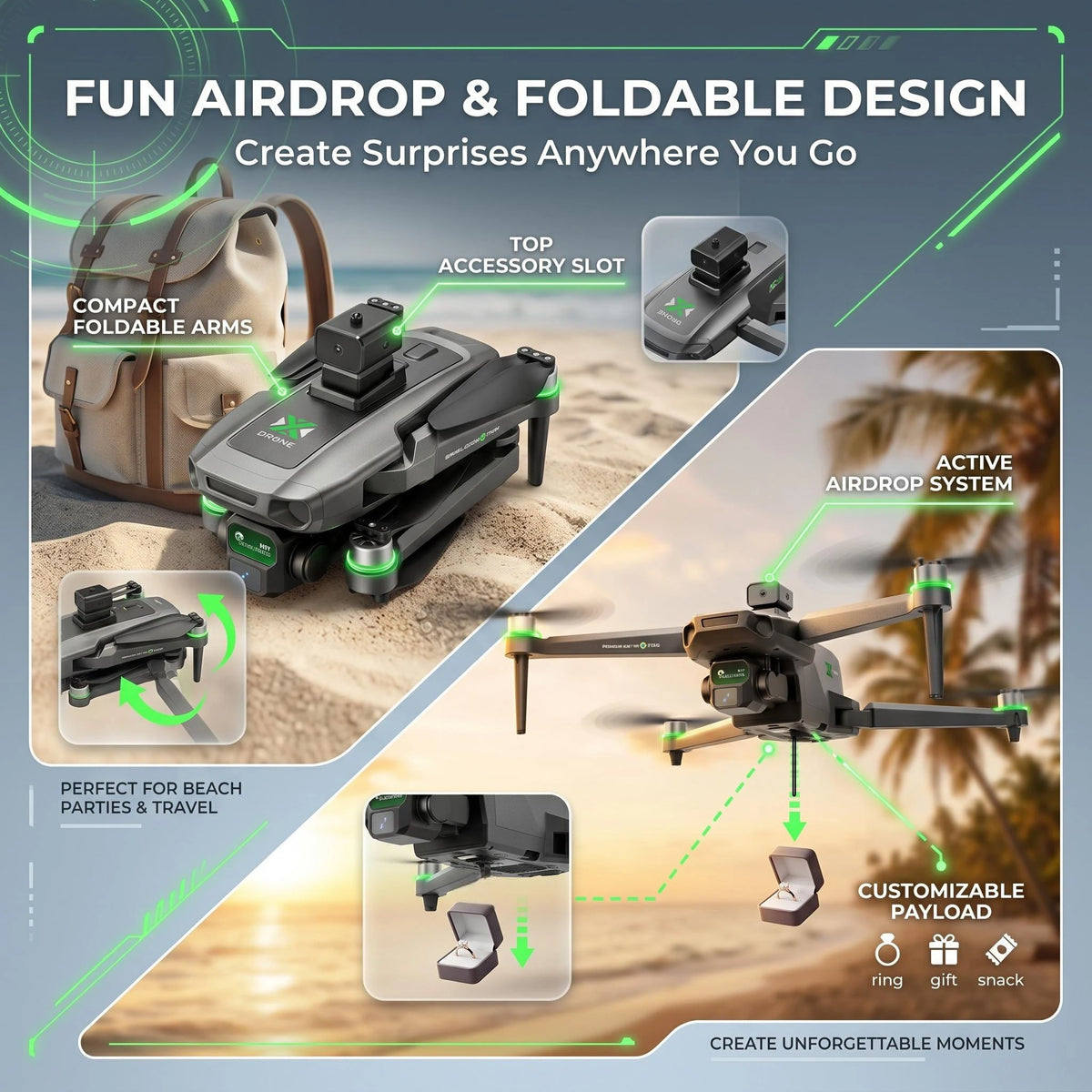 New ZH8 Drone 4K Camera with Screen 20Mins Brushless Motor Flight Airdrop Foldable Quadcopter for Aerial Photography RC Drone