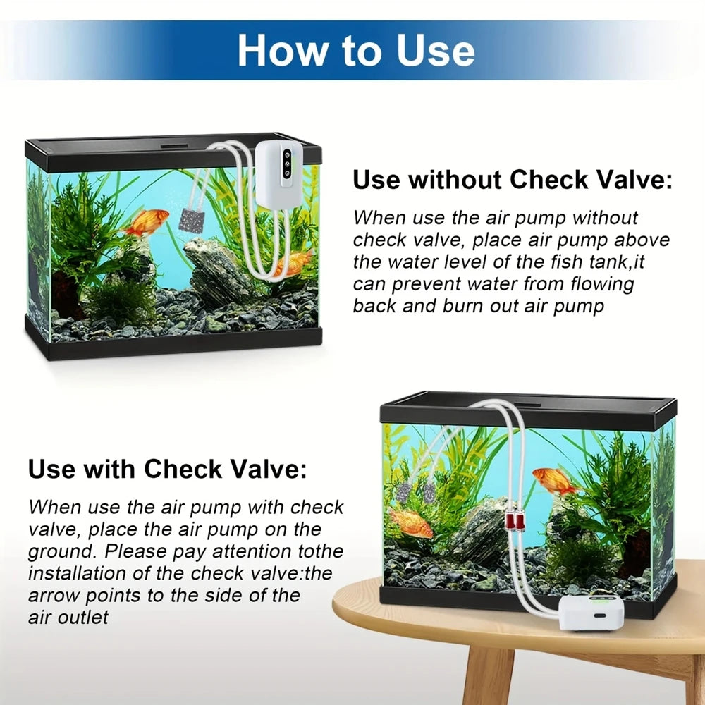 Air Pump With Adjustable Air Volume 2 Working Modes Portable Oxygen Aerator Pump For Fishing Aquarium Fish Tank