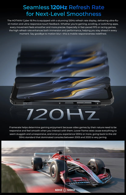 HOTWAV Cyber 16 Pro Rugged Smartphone G100 Octa-core Android 15 Mobile Phone 108MP 6.6'' FHD+ 2K 8GB 512GB 6280mAh Cellphone