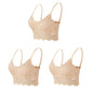 3PCS Women's Lace Bras Top Comfortable Bralette Solid Color Sexy Underwear Vest Female Hollow Out Wireless Lingerie Seamless Bra