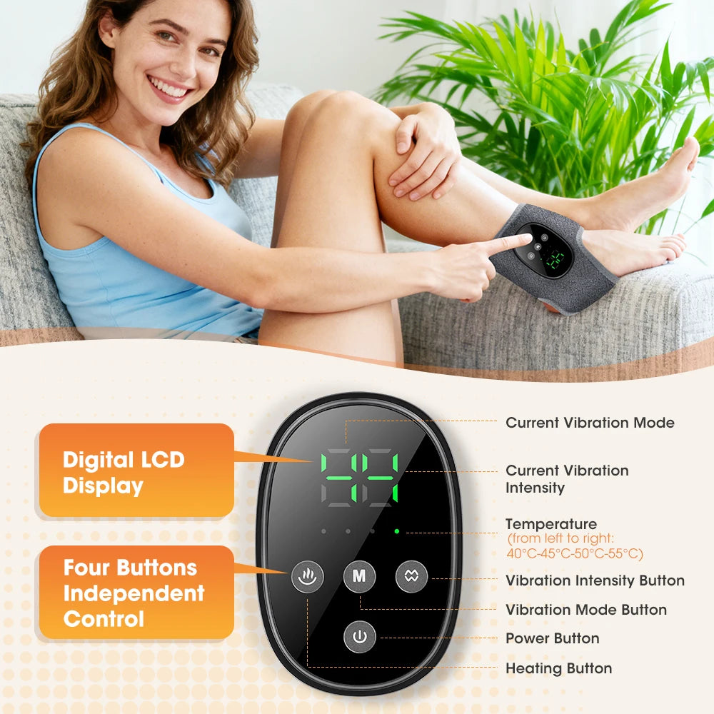 Cordless Electric Ankle Guard 4-Level Heated Vibration Massager Hot Compress Ankle Brace for Left And Right Foot