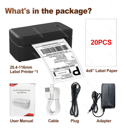 110mm Bluetooth Thermal Label Printer Wireless Shipping Label Printer Compatible with iPhone Android Windows Widely Used X4