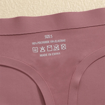 4PCS Ultra-thin Seamless Underwear Women's Invisible Panties Sexy Ice Silk Thongs Low Waist Breathable Bikini Stretchy Lingerie