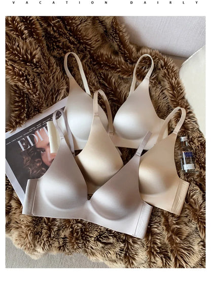 Satin Bralette Slip for Small Bust Women Seamless One Piece Wireless Support Anti Sagging Comfort Everyday S-XL MOYISU Sexy AB