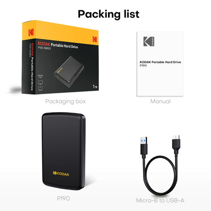Kodak Portable External Hard Drive HDD P150 5Gbps USB3.0 External Hard Disk 500G 1TB Large-capacity Storage PS4/Xbox/PC