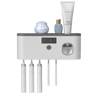 Household 3 in 1 UV Light Electric Toothbrush Sanitizer Wall Mounted Toothbrush Holder With Toothpaste Dispenser Combination