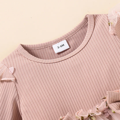 Spring Autumn Pink Tulle Dress for Infants Baby Butterfly Knot Embroidered Fairy Princess Skirt New Arrival Baby Girl Dress