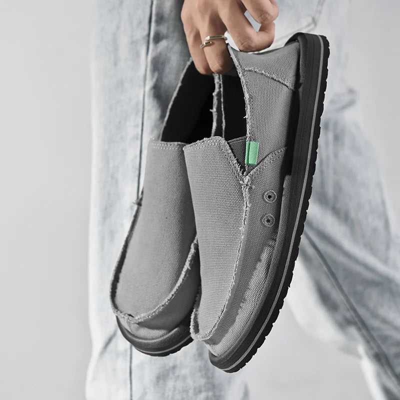 2025 New Spring Handmade Canvas Casual Men Shoes Design Fashion Sneakers Man Loafers Breathable Low Top Flat Shoes Soft Driving