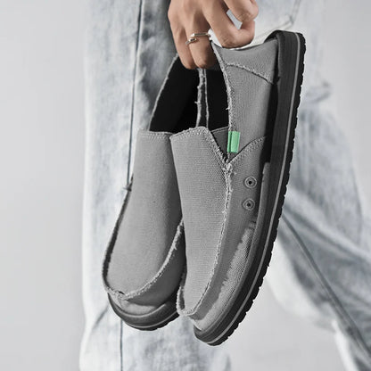 2025 New Spring Handmade Canvas Casual Men Shoes Design Fashion Sneakers Man Loafers Breathable Low Top Flat Shoes Soft Driving