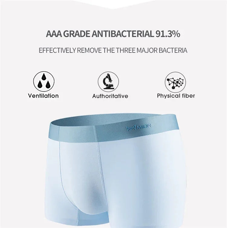 MiiOW 4Pcs Sexy Cotton Men Underpants Boxers Graphene Antibacterial Innerwear Man Underwear Breathable Men's Panties Underpants
