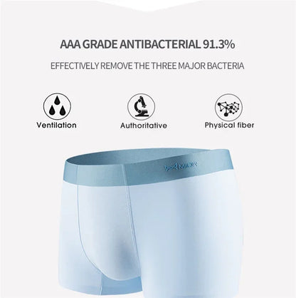 MiiOW 4Pcs Sexy Cotton Men Underpants Boxers Graphene Antibacterial Innerwear Man Underwear Breathable Men's Panties Underpants