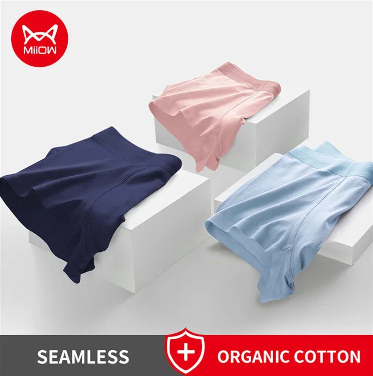 MiiOW 4Pcs Sexy Cotton Men Underpants Boxers Graphene Antibacterial Innerwear Man Underwear Breathable Men's Panties Underpants