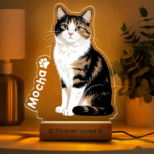 Personalized Pet Memorial Acrylic Night Light Custom Dog Cat Gift Bedroom Decoration Warm Ornament First Choice for Pet Fans