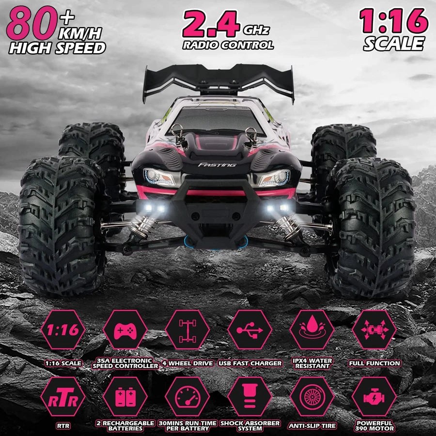 4WD 1:16 80KM/H Super Brushless 50KM/H Brushed RC Car 4x4 Off Road Remote Control High Speed Drift Racing Truck Buggy Toy Gift