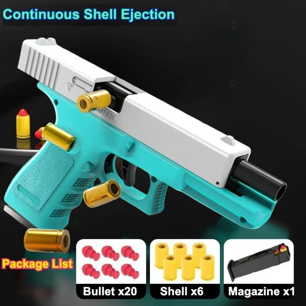 Mechanical G17 Soft Bullet Toy Gun Shell Throwing Continuous Firing Launcher Model Outdoor Sports Shooting Games for Children