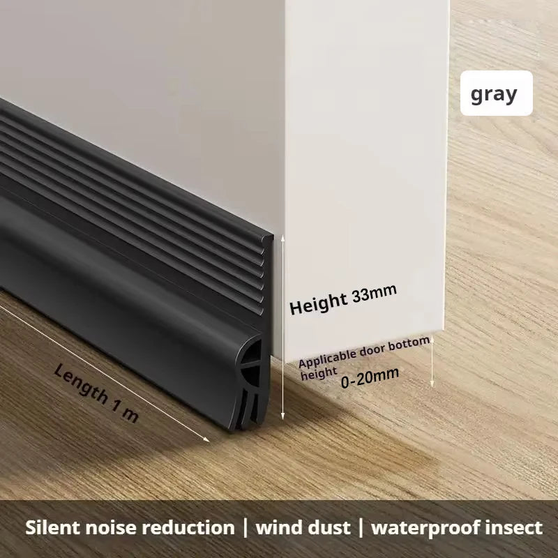 2M TPE Door Draft Stopper Self Adhesive Under Door Draft Blocker Insulator Flexible Door Sweep Weather Stripping Noise Stopper