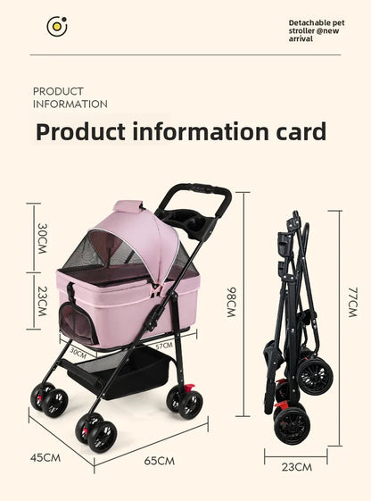 Pet cart Lightweight foldable out Pet cart Small dog cart Separable basket pet carriers and travel gear