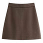 Womens Woolen Short Skirts Autumn Winter Versatile Simple Slimming A-Line Skirt Woman Elegant High Waist Bodycon Mini Skirts