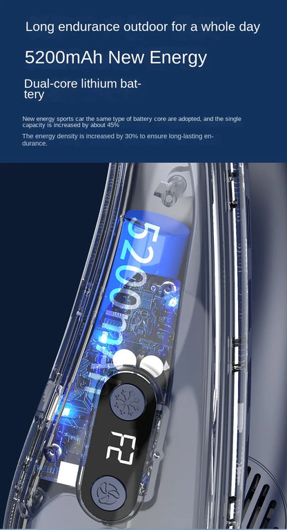 Portable Bladeless Neck Fan with Cooling Plate - Quiet Rechargeable USB Charged Air Conditioner for Travel Camping & Outdoor Adv