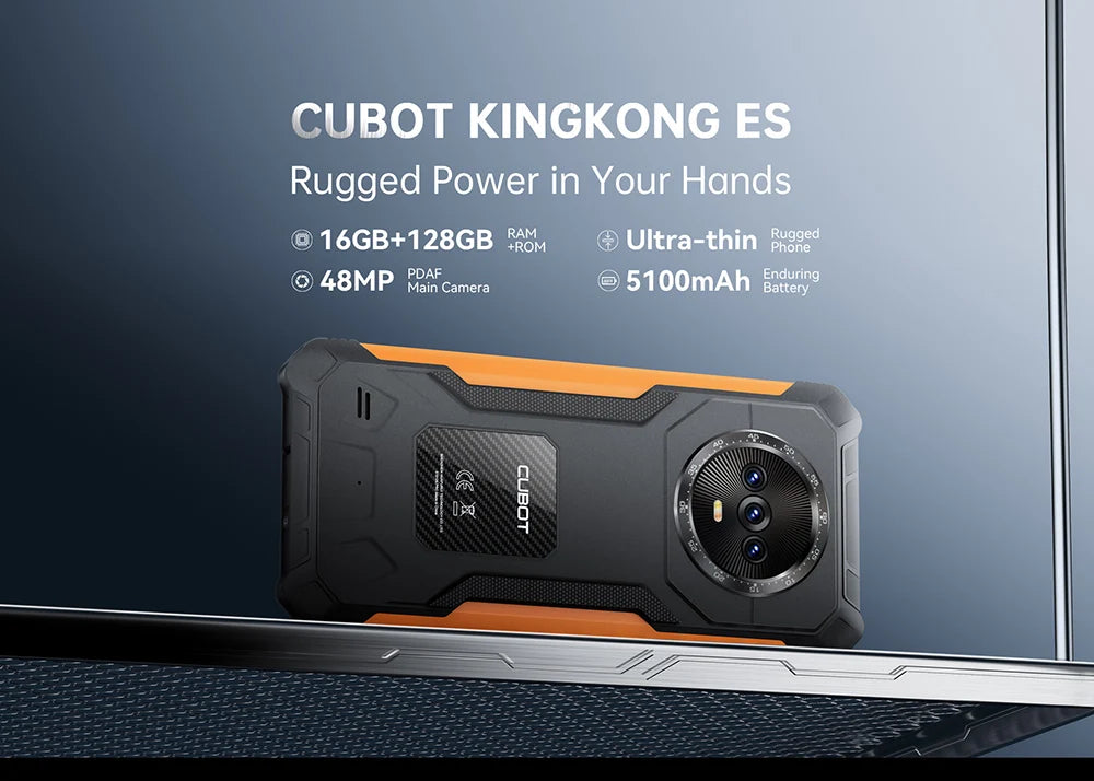 Ultra-thin Rugged Android Smartphone Cubot King Kong ES, 6.56" 90Hz Screen, 16GB RAM(6GB+10GB), 128GB ROM, 48MP Camera, 4G Phone