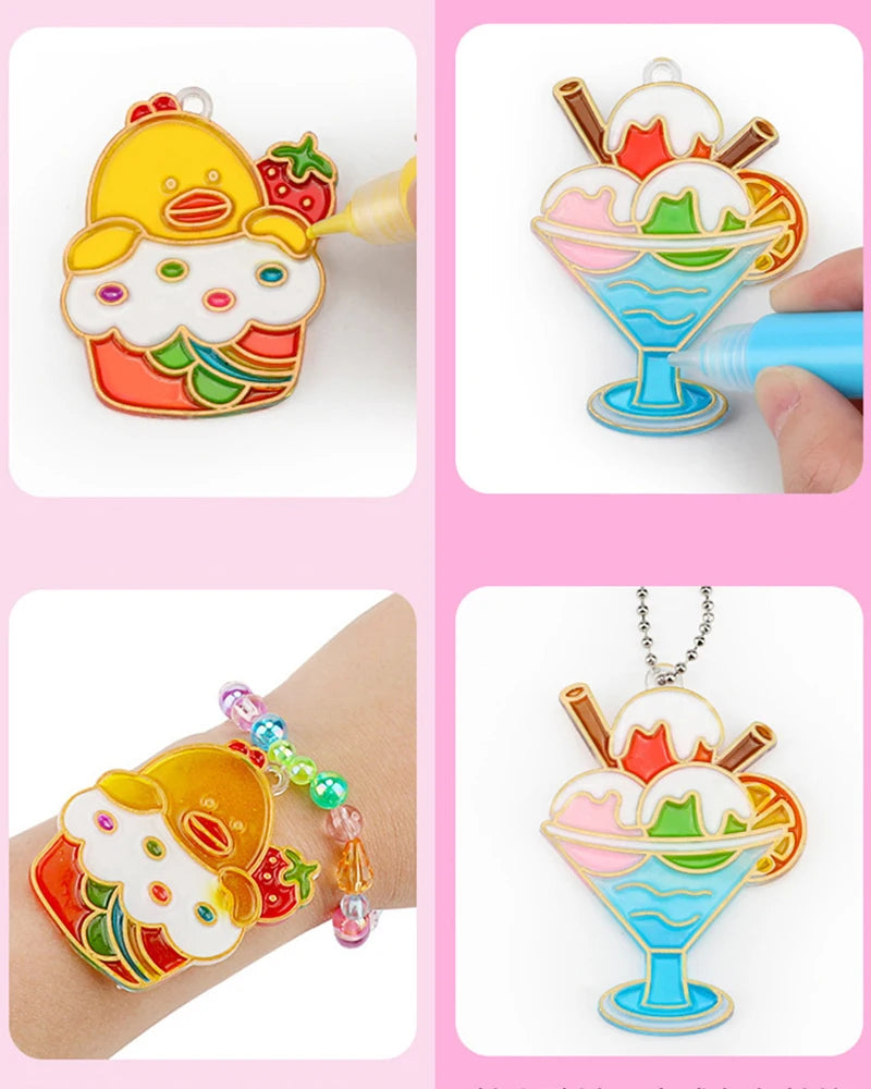 DIY Crystal Paint Arts And Crafts Set DIY Window Paint Art Pendant For Kids Suncatcher Kits Fun Party Activity Art Project