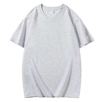 Cotton Short Sleeved T-shirt Summer Round Neck Loose and Base Shirt for Men Women Basic Tee