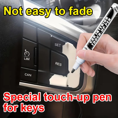 Car Function Button Touch-Up Pen - Interior Repair Pen, Suitable for Scratch Treatment on Black Plastic Steering Wheels, Dashboards, and Center Consoles, Professional-Grade Durable Paint for Plastic Surface Refurbishment and
