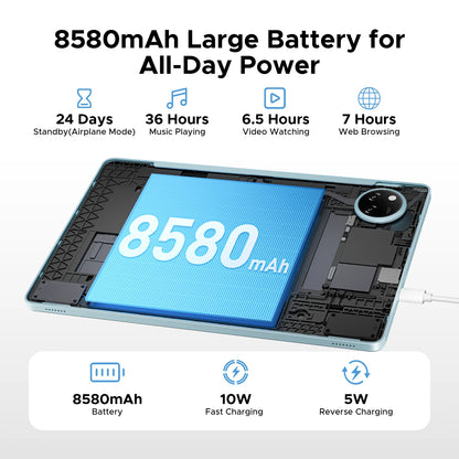 DOOGEE Tab A9 Pro+ Tablet PC Android 15 Dual Speakers 11'' Screen 30GB RAM (6GB+24G) 128GB 8580mAh Battery Widevine L1 Smart Pad