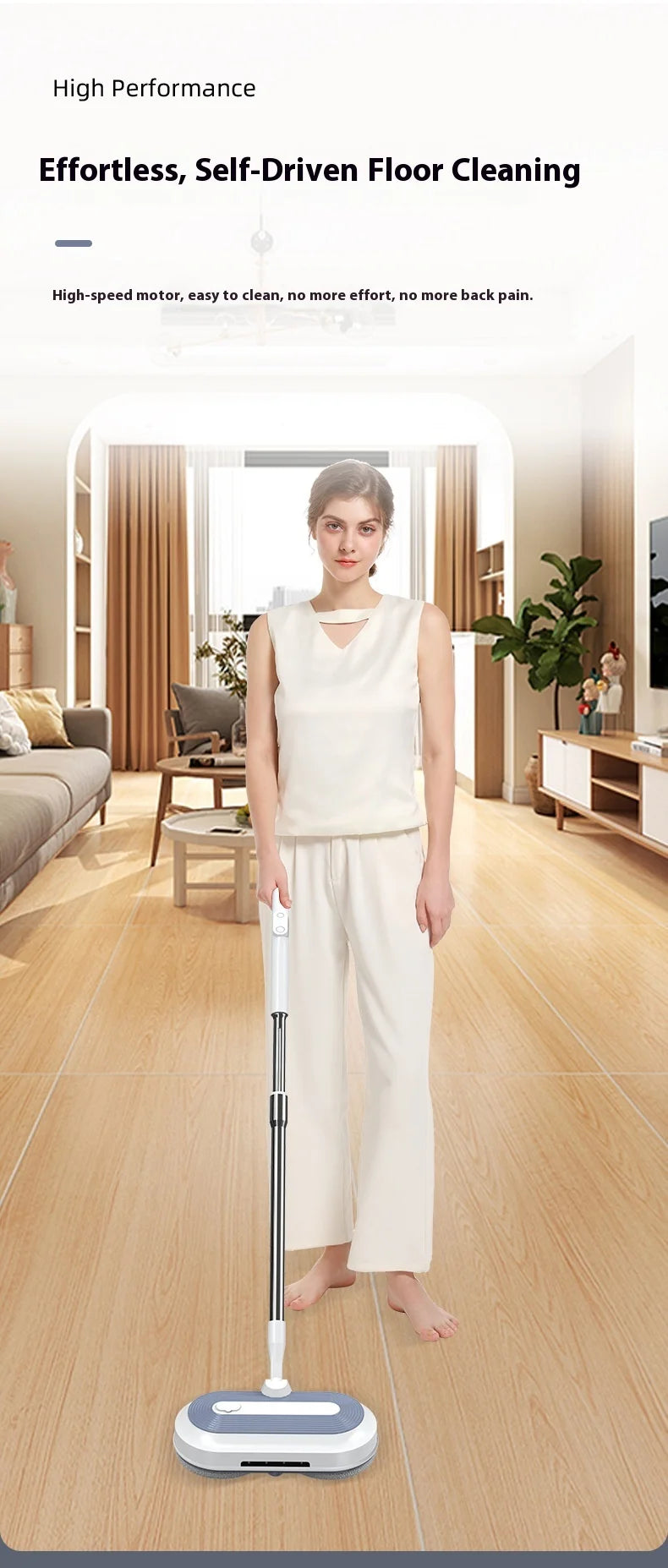 1 Wireless Rechargeable Water Spray Electric Mop, Easy To Operate, Suitable For Home Dormitory Office And Other Use