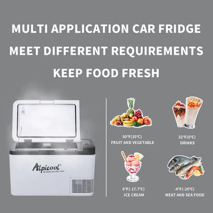 Alpicool K25 25L Compressor Car Fridge Freezer, DC 12v Camping Refrigerator, Portable Mini Cool Box for TruckCampervanRVBoat,