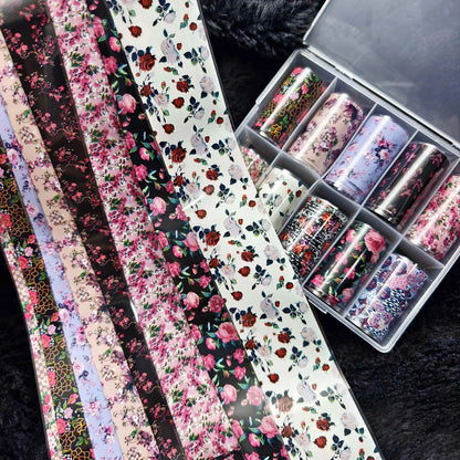 10Rolls Halloween  Flower Plaid Angel Marble  Bow Nail Foils Transfer Paper  Nail Art Stickers   Decal  Nails Decoration