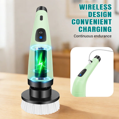 Cordless Electric Cleaning Brush - 7-in-1 Multi-Surface Scrubber with 2-Speed Adjustment, Detachable Extension Handle