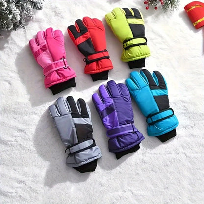 Winter Snow Gloves for Boys Girls Ages 10-14, Warm Knit Windproof for Skiing Cycling Fishing, Machine Washable